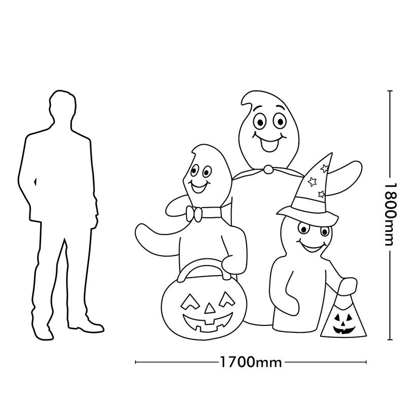 Arlec 1.8m Halloween inflatable with 3 ghosts – self-inflating LED display for indoor and outdoor settings