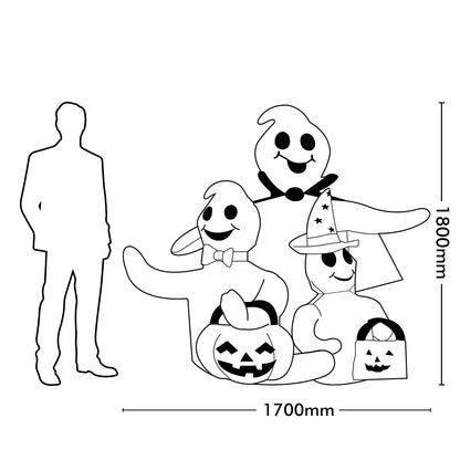 Arlec 1.8m Halloween inflatable with 3 ghosts – self-inflating LED display for indoor and outdoor settings