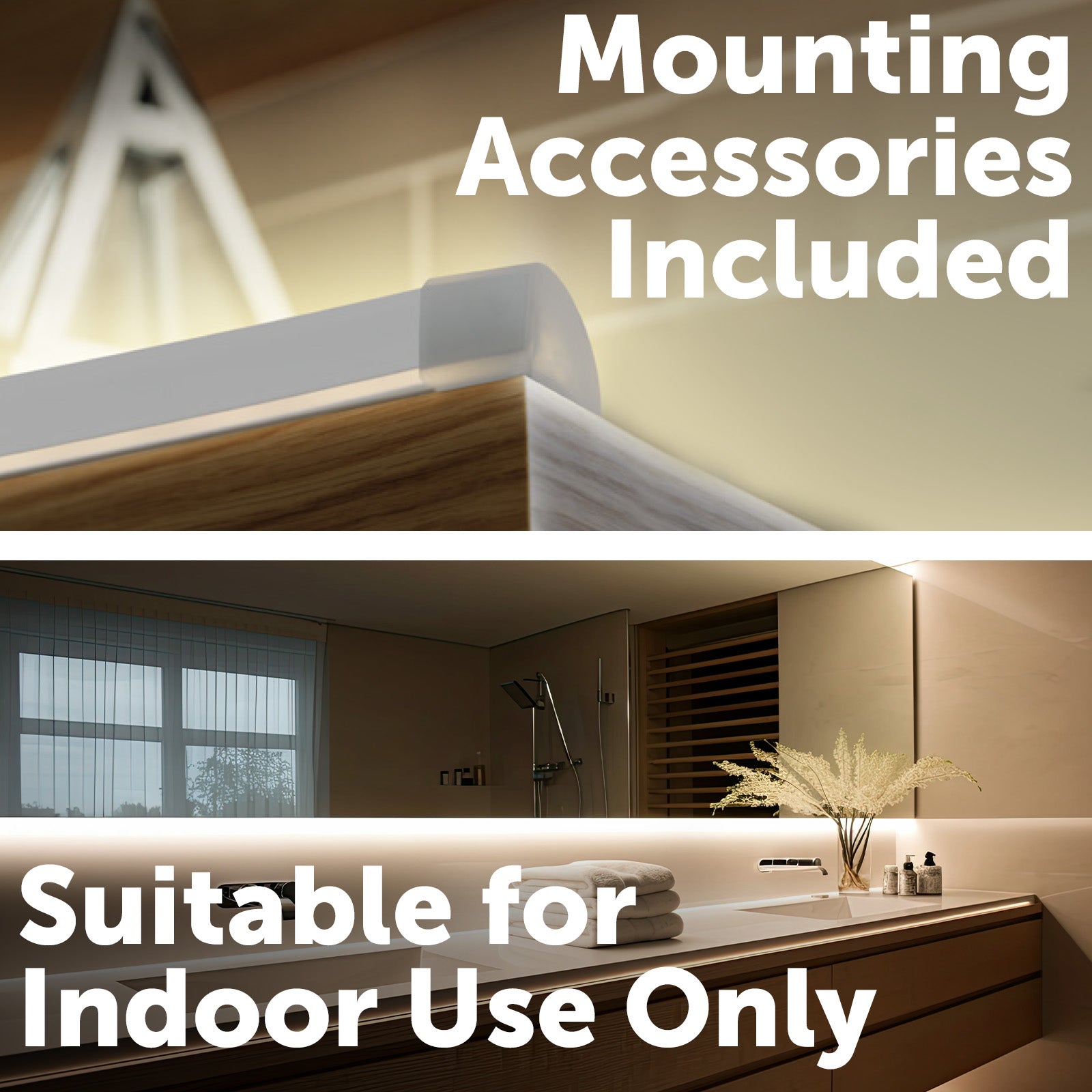 Arlec corner LED strip light, warm white tri-colour accent lighting, DIY 1m strip for cabinets