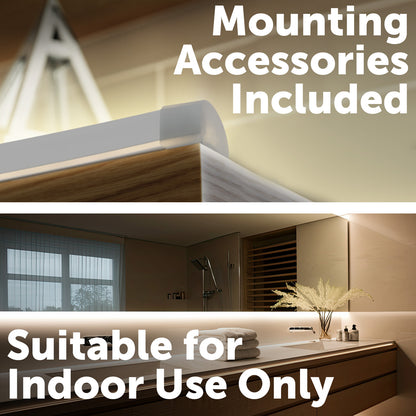 Arlec corner LED strip light, warm white tri-colour accent lighting, DIY 1m strip for cabinets