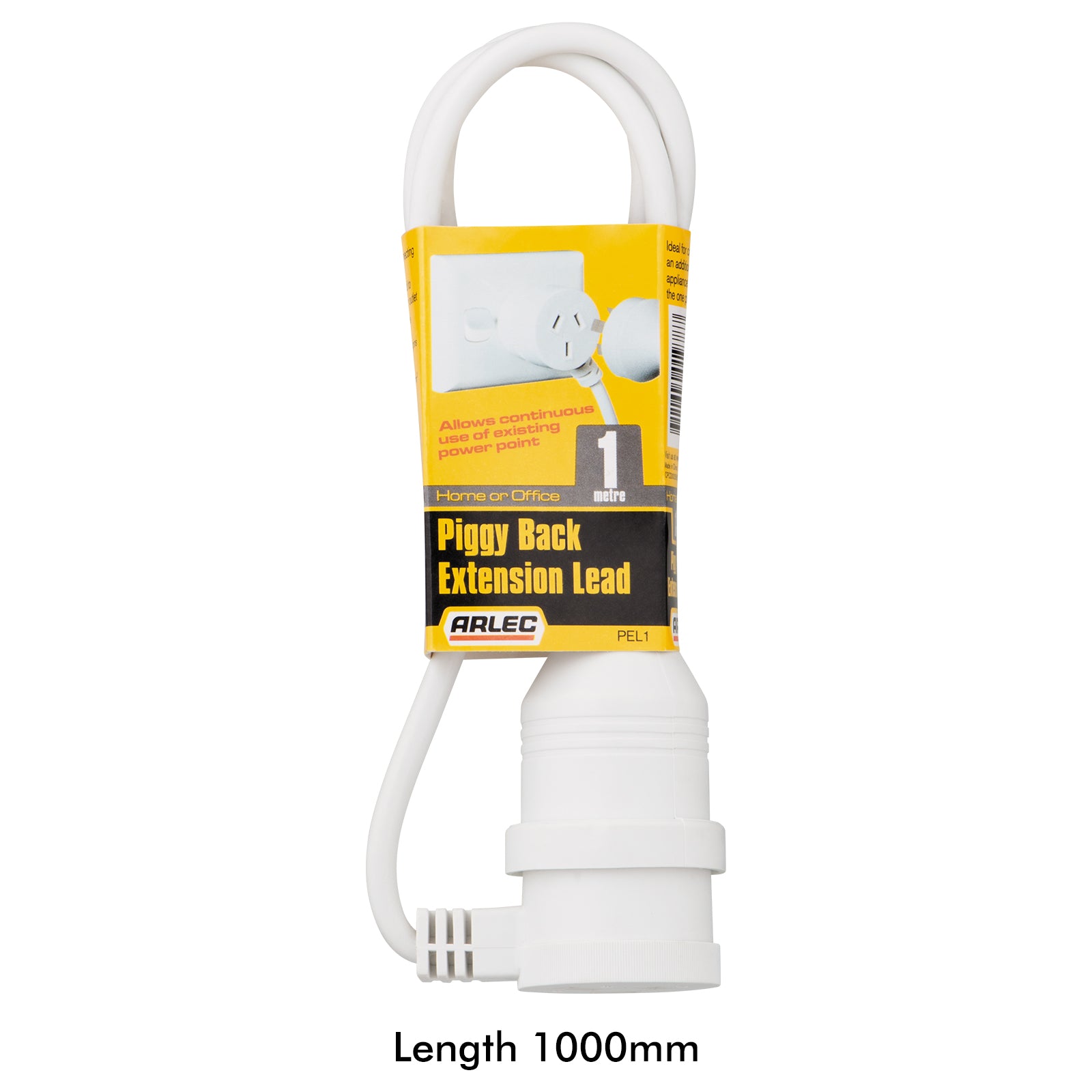 1m piggyback extension lead – Arlec low profile side entry plug