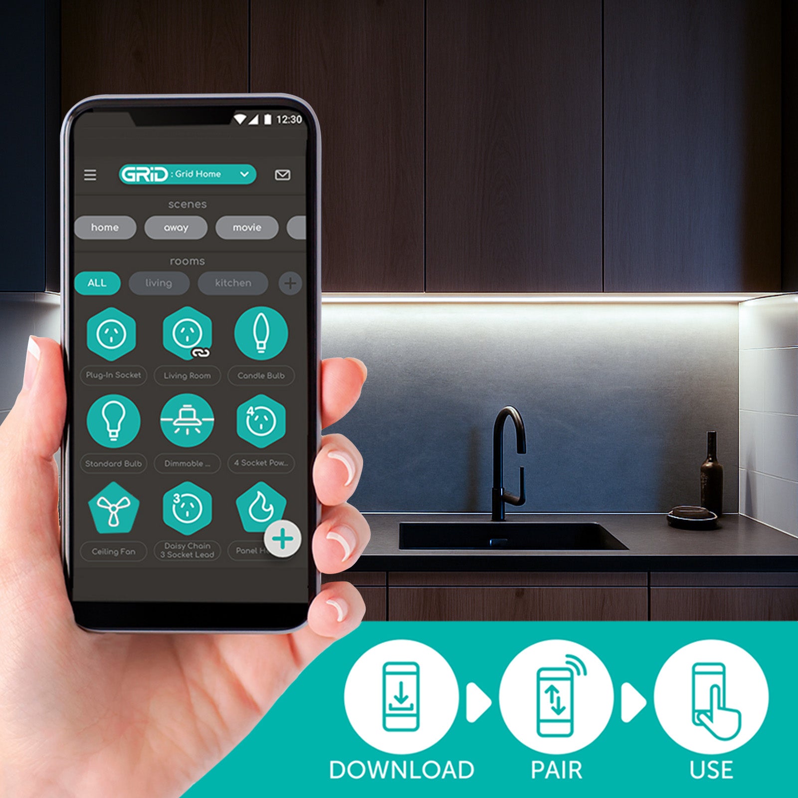 1m RGB LED battery strip light by Arlec, portable multicolor lighting