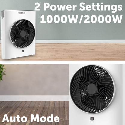 Arlec 2000W fan heater with digital temperature control and modern design