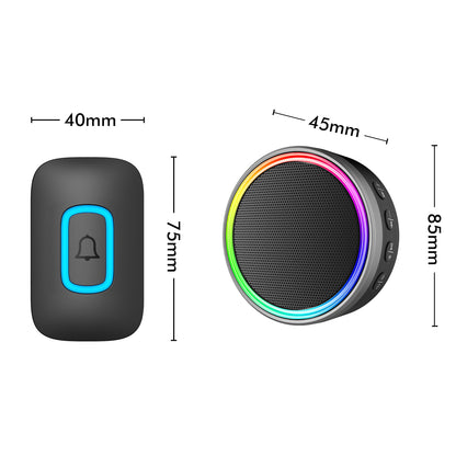 Arlec 200m Rechargeable Wireless Door Chime With Speaker and RGB LED Indicator - Black – wireless door chime, smart doorbell chime, plug-in doorbell