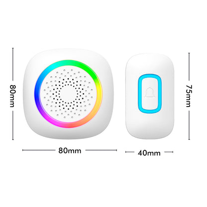 Arlec 200m White Wireless Plug-in RGB Door Chime with Push Button – smart door chime, RGB LED chime, wireless plug-in doorbell