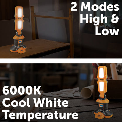 Arlec 20W rechargeable LED work light – 1500lm output, magnetic base, power bank