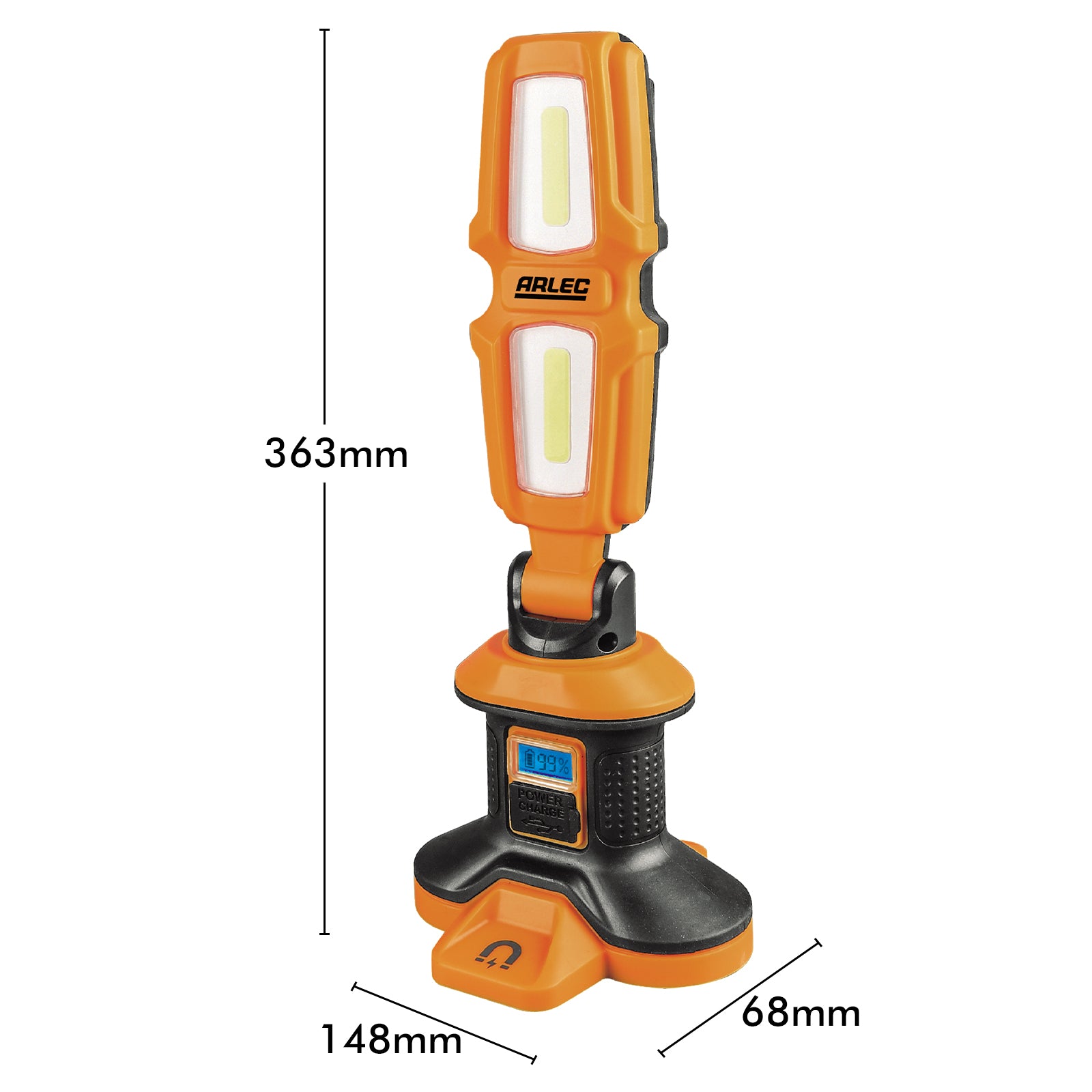 Arlec 20W rechargeable LED work light – 1500lm output, magnetic base, power bank