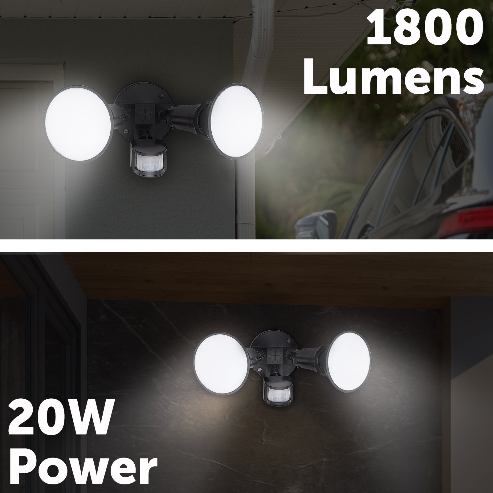 20W smart motion sensor light with app timer, override control, Grid Connect app, voice assistant compatibility