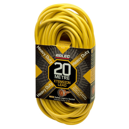 20m heavy duty yellow extension lead – Arlec 10A 3 core cable