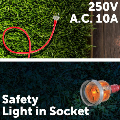 20m extra heavy duty extension lead – Arlec red cable with neon light