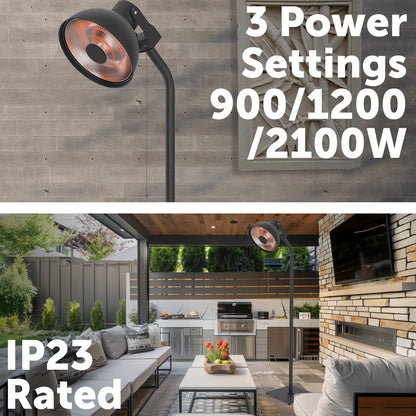 Arlec 2100W freestanding infrared heater for outdoor and indoor instant warmth