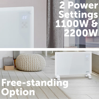 arlec 2200w smart convection panel heater – white smart home heater; grid connect wall heater; remote controlled panel heater