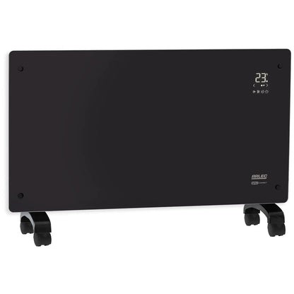 arlec 2400w black glass panel heater – smart glass wall heater; energy-efficient heating solution; grid connect compatible
