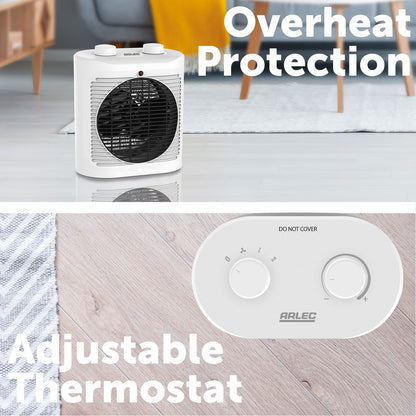 Arlec 2400W fan heater with adjustable thermostat and compact body