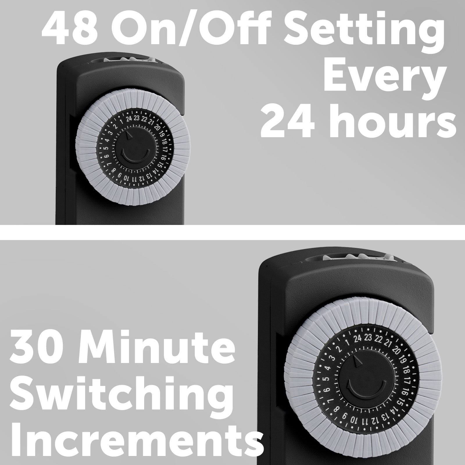 Arlec Black 24-Hour Slimline Mechanical Timer - Twin Pack