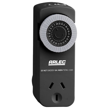 Arlec Black 24-Hour Slimline Mechanical Timer - Twin Pack