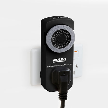 Arlec Black 24-Hour Slimline Mechanical Timer - Twin Pack