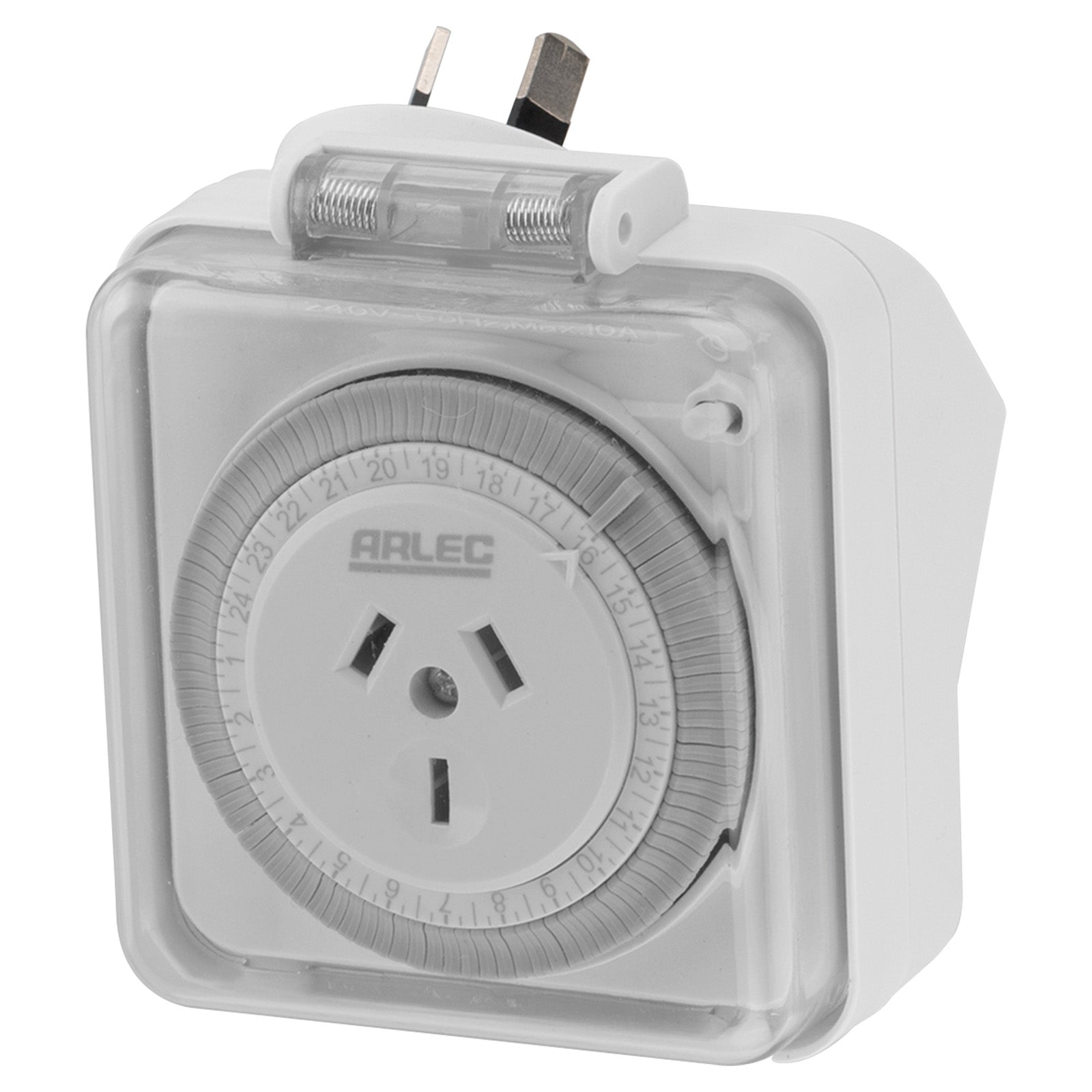 Arlec 24 Hour Weatherproof Timer – White – waterproof outdoor timer for security and garden