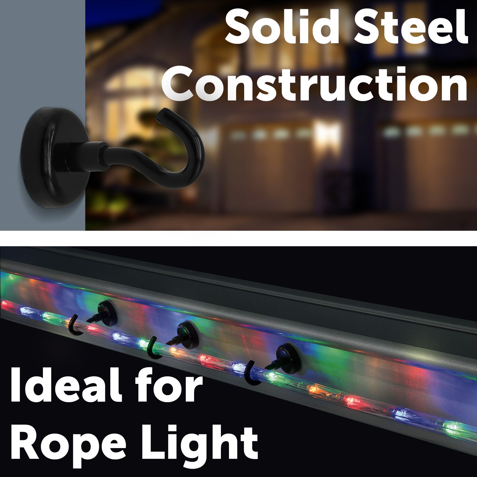 Arlec 25mm Black Magnetic Gutter Hooks - 5 Pack - outdoor lighting solution