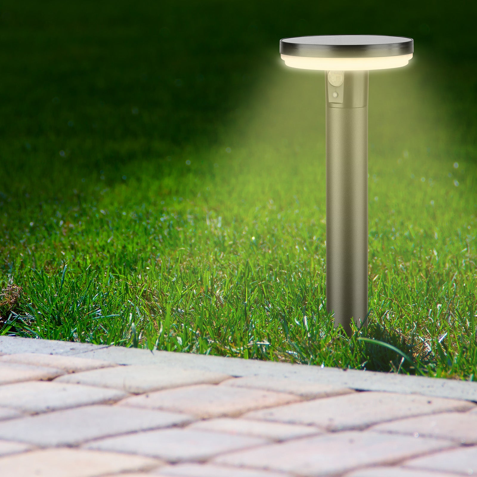 Arlec 28cm solar LED post light – 400 lumen motion sensor outdoor lighting with 3 modes and IP44 rating