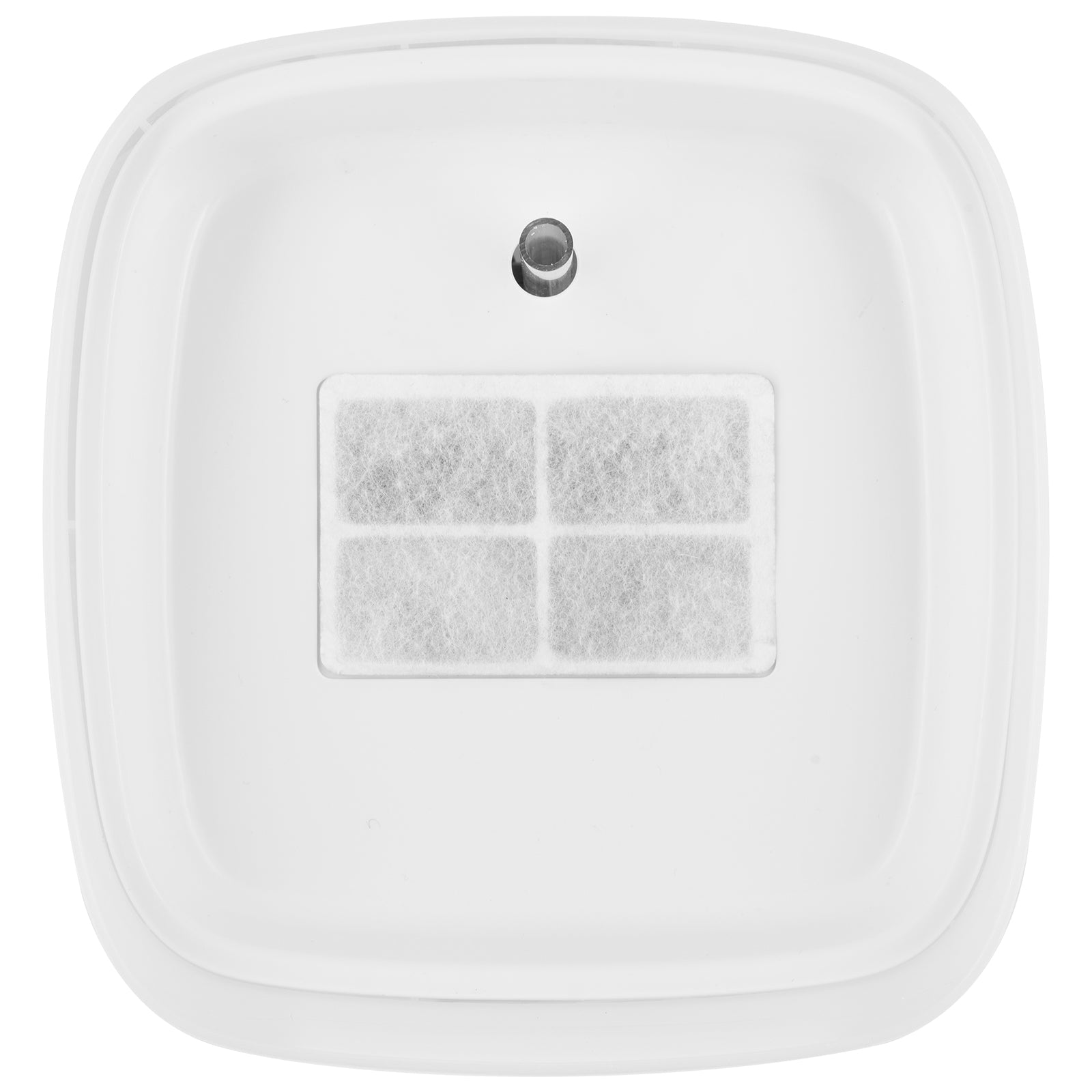 Automatic pet water fountain with 2L tank, stainless steel bowl, and replaceable filters for clean drinking water