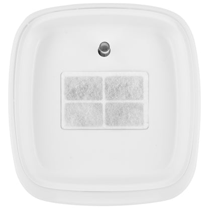 Automatic pet water fountain with 2L tank, stainless steel bowl, and replaceable filters for clean drinking water