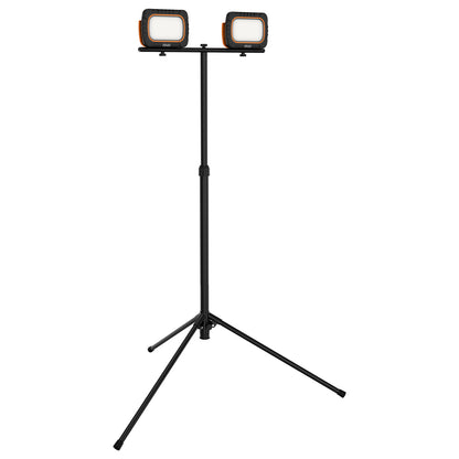 Twin 20W rechargeable LED work light with tripod, cordless operation, IP65