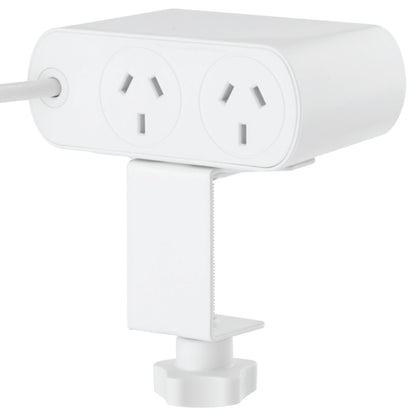 Arlec 2 Outlet PD20W USB C Powerboard With Desktop Clamp - desktop clamp board, USB-C powerboard, compact surge protected extension