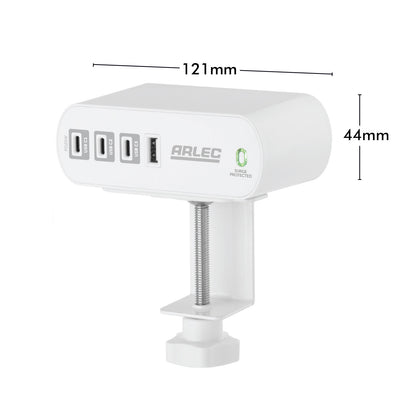 Arlec 2 Outlet PD20W USB C Powerboard With Desktop Clamp - desktop clamp board, USB-C powerboard, compact surge protected extension