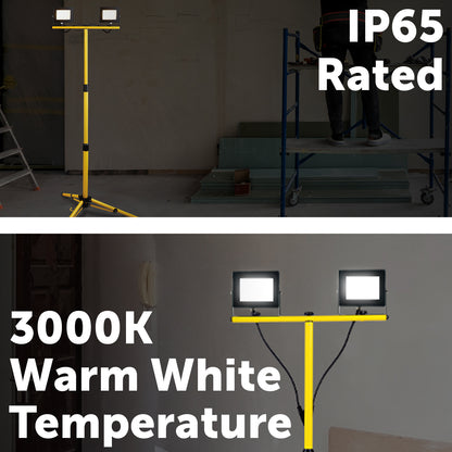 Arlec 2x20W LED tripod work light – 4000lm warm white for indoor/outdoor use