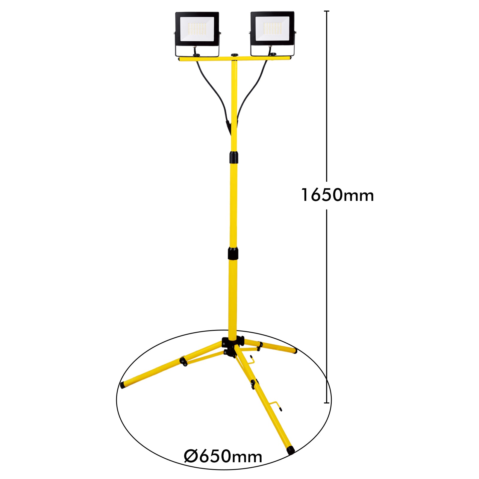 Twin 30W LED work lights with tripod, 6000 lumens total, for site or workshop use