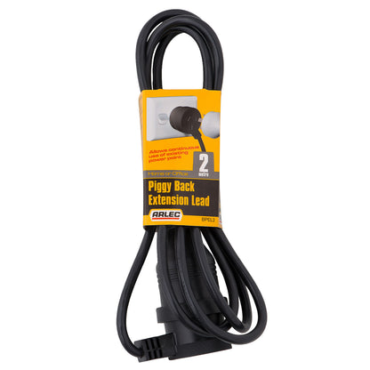Arlec black 2m piggyback extension lead – indoor/outdoor use