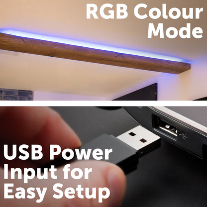 USB-powered RGB LED strip light with app control, custom themes, and easy DIY installation