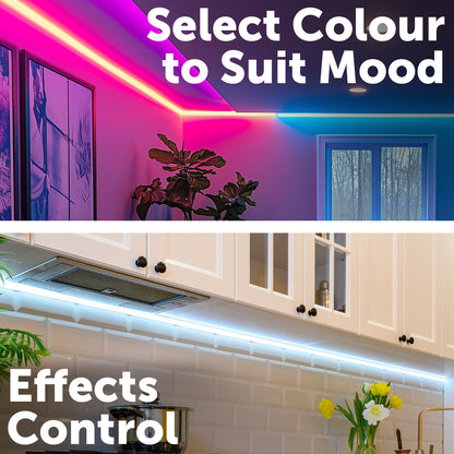 USB-powered RGB LED strip light with app control, custom themes, and easy DIY installation