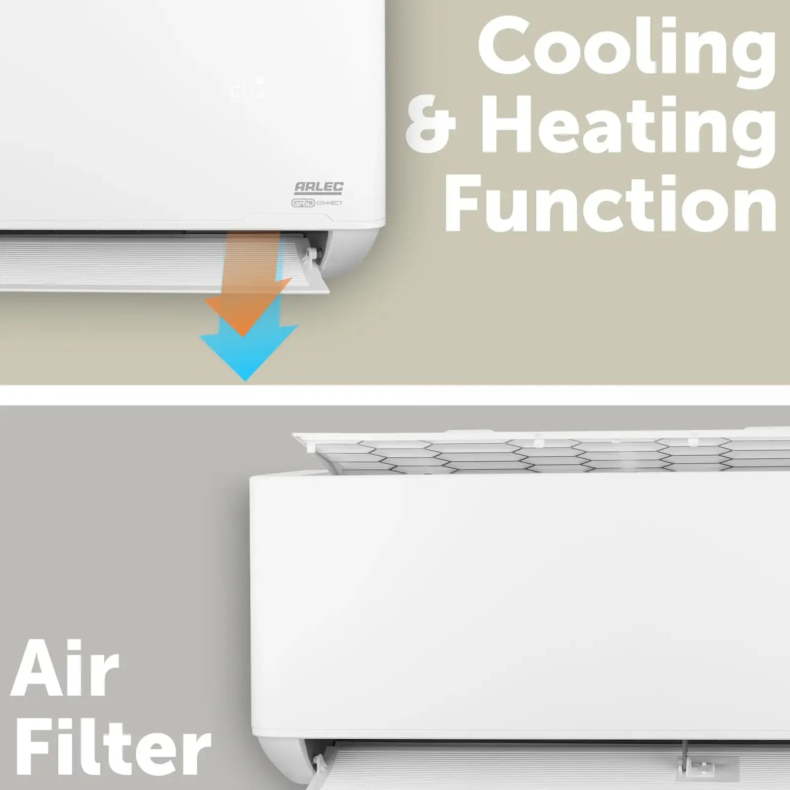 Arlec 3.5kW Grid Connect Smart Rayton Split System Air Con Inverter – smart air conditioner, split system inverter, energy efficient cooling - best cooling solutions