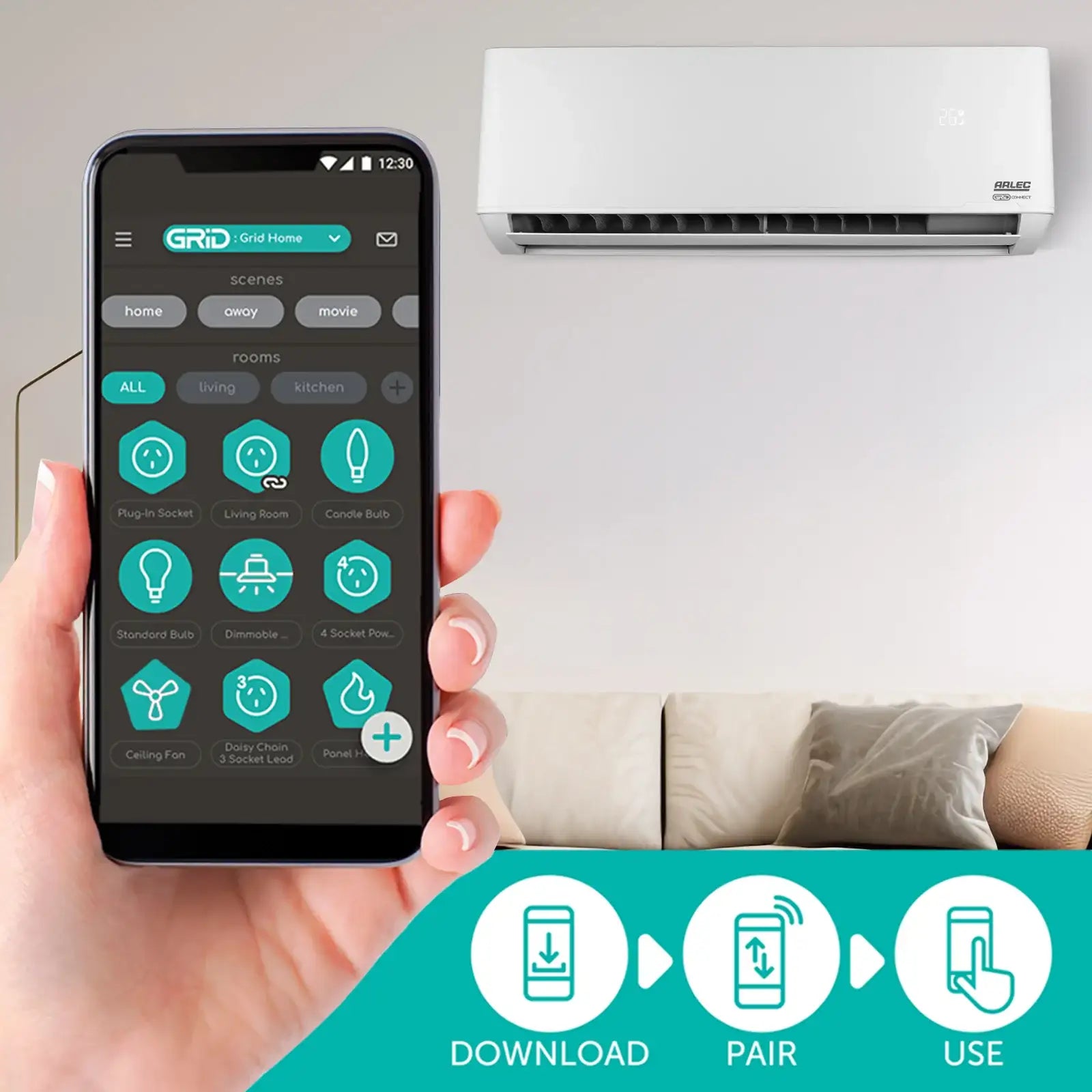 Arlec 3.5kW Grid Connect Smart Rayton Split System Air Con Inverter – smart air conditioner, split system inverter, energy efficient cooling - best cooling solutions