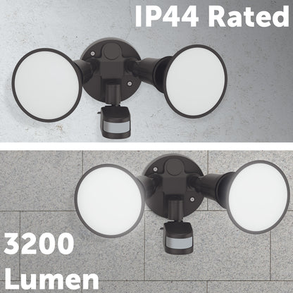 Arlec 30W twin LED PAR38 floodlight – DIY motion sensor light with plug, 3200 lumens and adjustable settings