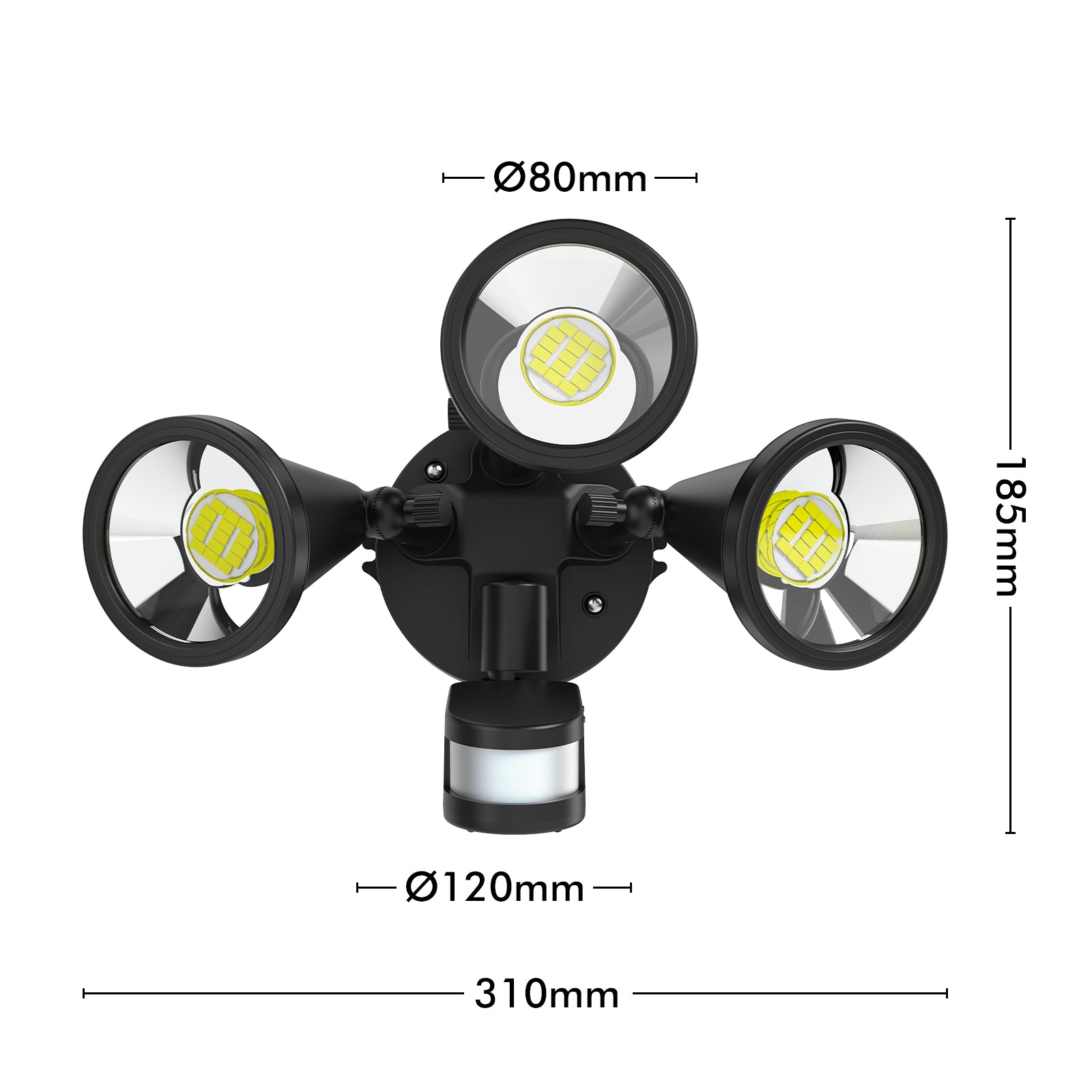 Arlec 30W triple head LED floodlight – 2700 lumens motion sensor security light with adjustable heads and IP54 rating