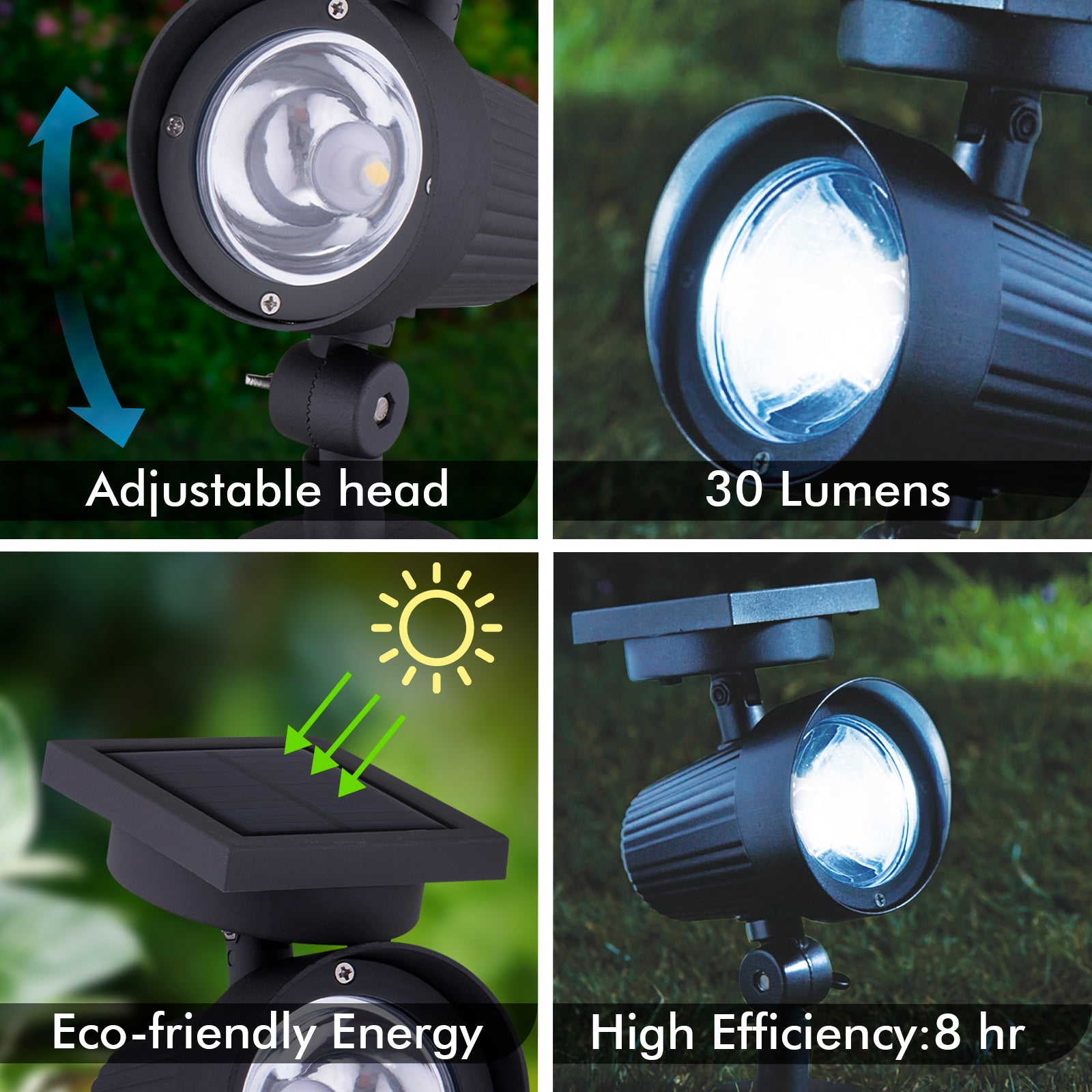 Arlec 30 lumen garden spotlight – solar-powered adjustable head light with IP44 rating and dusk sensor