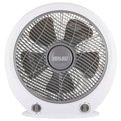 arlec 30cm box fan – compact desk fan for home; quiet 5-blade cooling fan; small box fan with timer