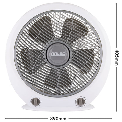 arlec 30cm box fan – compact desk fan for home; quiet 5-blade cooling fan; small box fan with timer
