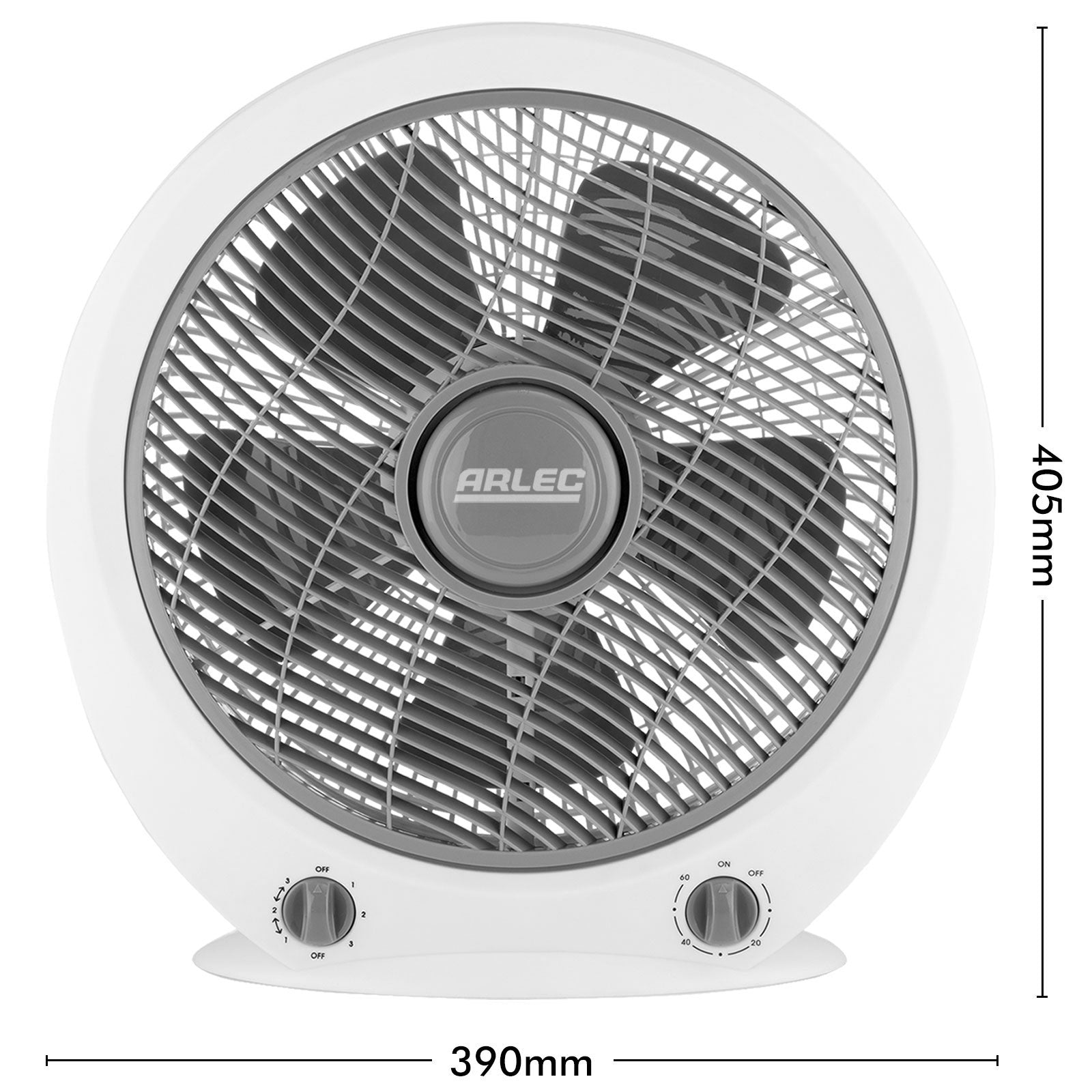 arlec 30cm box fan – compact desk fan for home; quiet 5-blade cooling fan; small box fan with timer