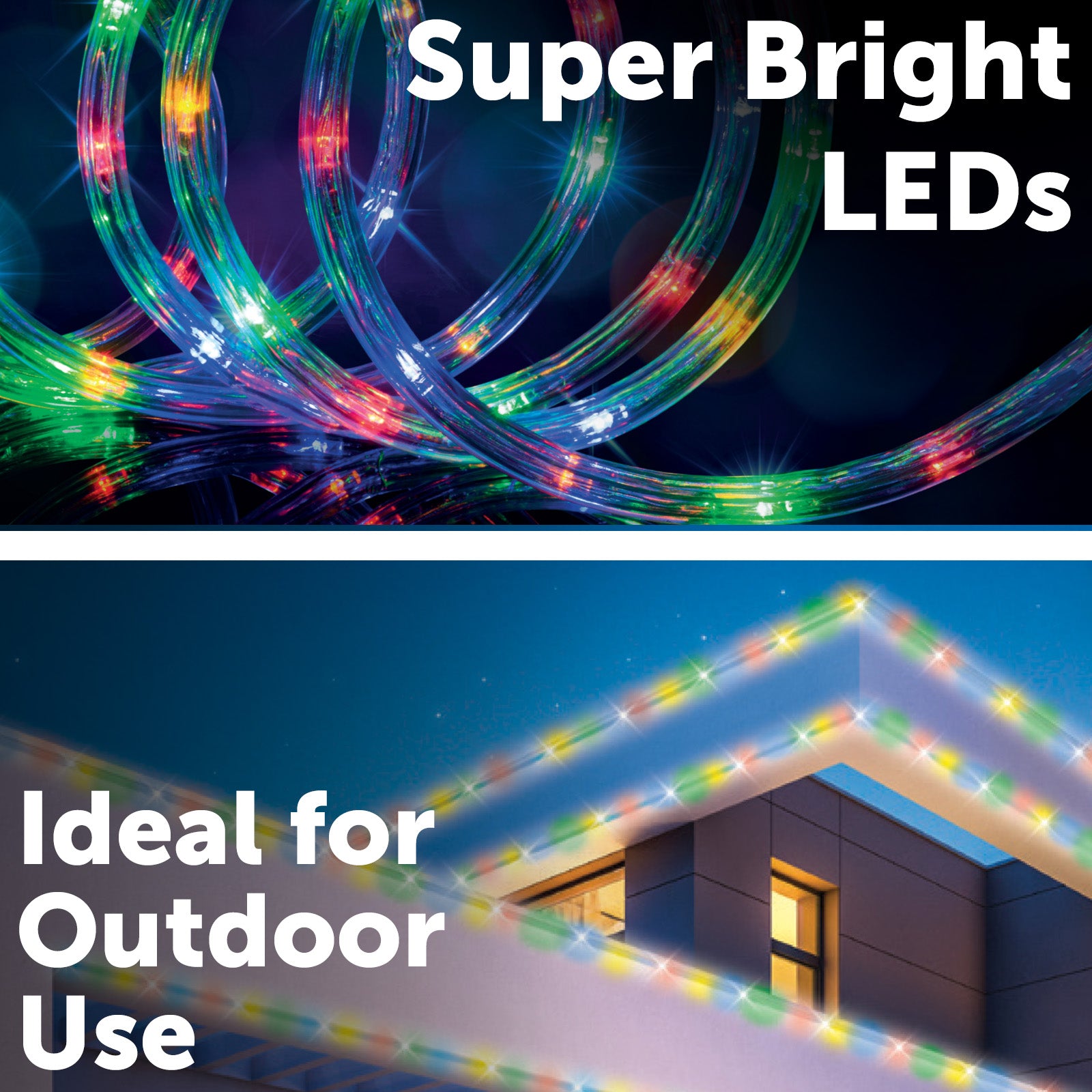 Arlec 30m multi-colour festive LED rope light with remote control for holiday lighting