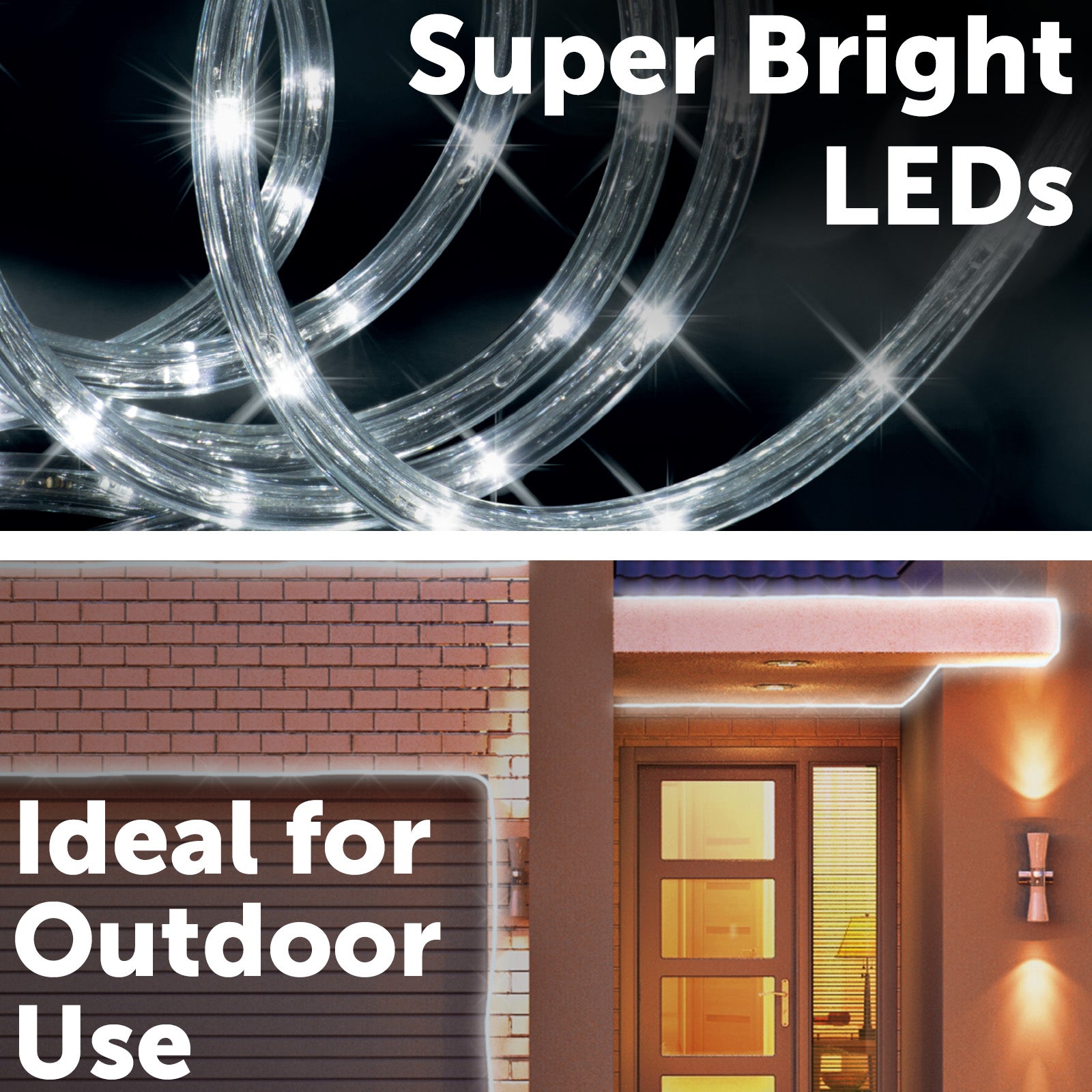 Arlec 30m white festive LED rope light with 8-function remote for indoor/outdoor décor