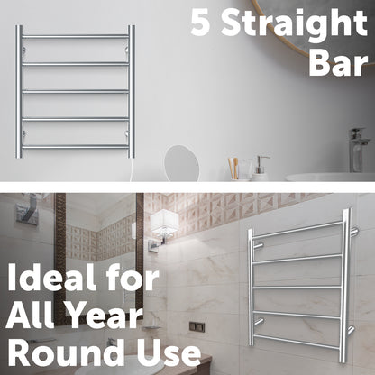 Arlec 35W 5 bar stainless steel heated towel rail, compact and efficient