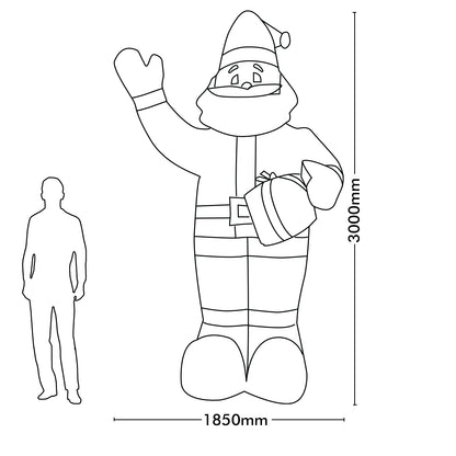 Arlec 3m inflatable Santa – low voltage Christmas yard decoration with LED lights and durable polyester design