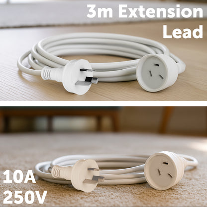 Arlec 3m white extension lead twin pack – domestic use cable