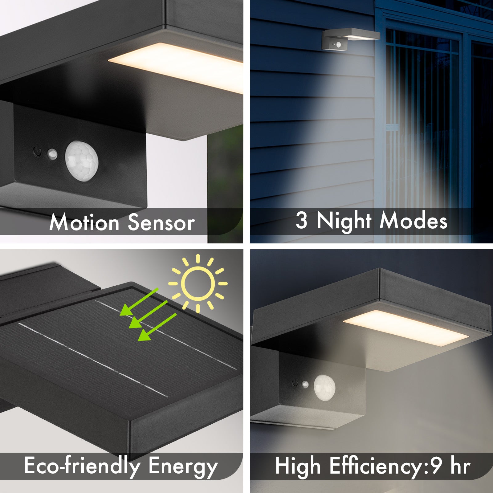 Arlec 400L Premium Solar LED Wall Light With Motion Sensor - solar powered light, motion sensor light, exterior wall light, energy efficient LED