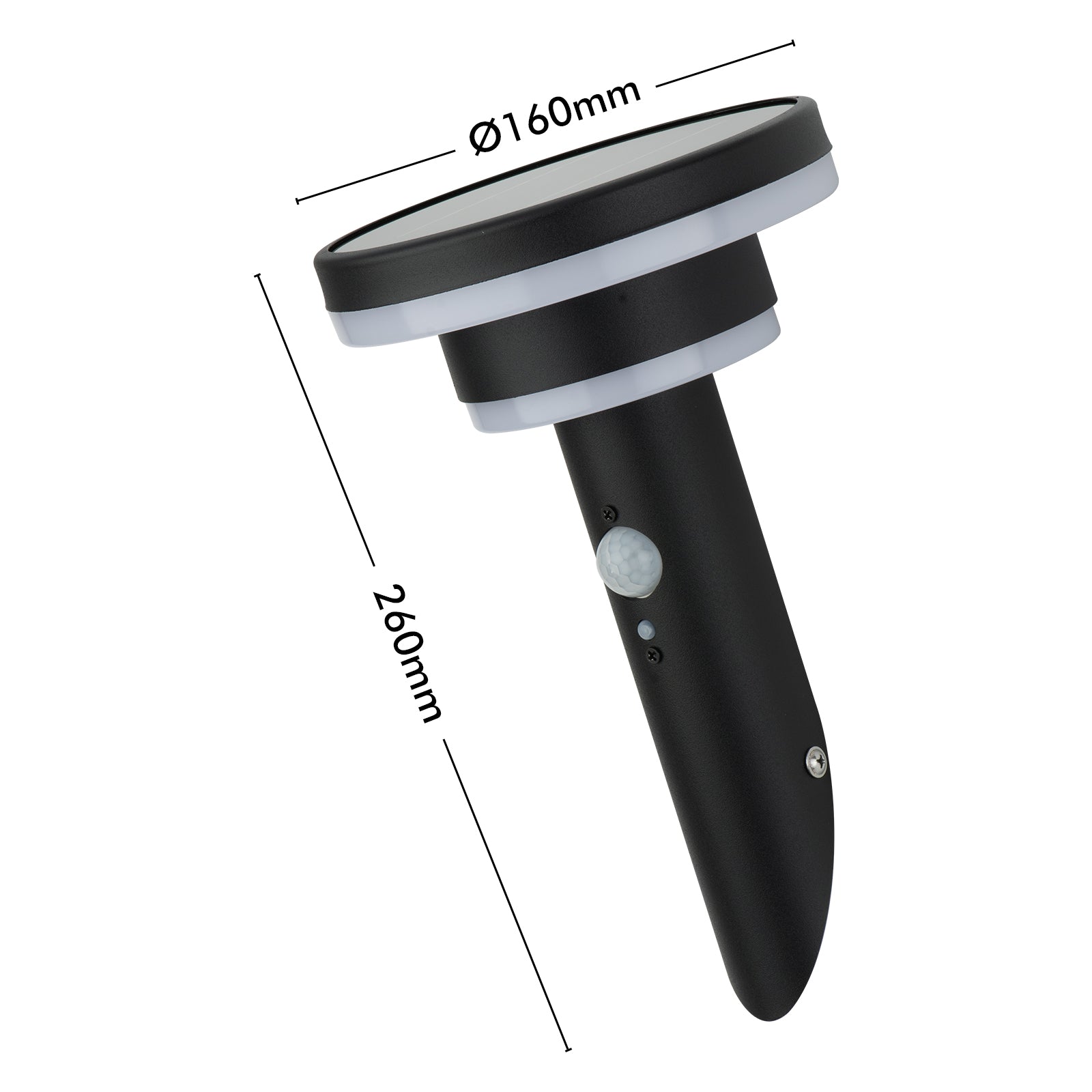 Arlec 400lm 26cm Solar LED Wall Light With Sensor - Black - solar powered light, motion sensor light, exterior wall light, energy efficient LED