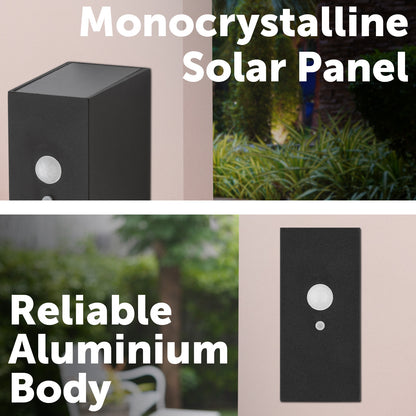 Arlec 43L Premium Solar LED Wall Light With Motion Sensor - solar powered light, motion sensor light, exterior wall light, energy efficient LED